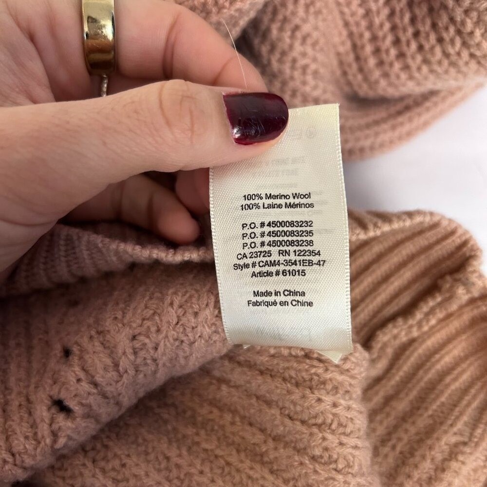 Wilfred Aritzia Merino Wool Pointelle Knit Sweater Mauve Pink XS - Picture 6 of 9